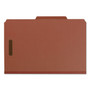 Smead Recycled Pressboard Classification Folders, 2" Expansion, 2 Dividers, 6 Fasteners, Legal Size, Red Exterior, 10/Box