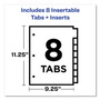 Avery Insertable Big Tab Dividers, 8-Tab, 11.13 x 9.25, White, Assorted Tabs, 1 Set (AVE11222) View Product Image