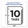 Avery Customizable TOC Ready Index Multicolor Tab Dividers, 10-Tab, 1 to 10, 11 x 8.5, White, Traditional Color Tabs, 1 Set