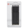 TRU RED Quick Dry Gel Pen, Retractable, Fine 0.5 mm, Black Ink, Black Barrel, 5/Pack
