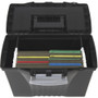 Storex Portable Letter/Legal Filebox with Organizer Lid, Letter/Legal Files, 14.5" x 10.5" x 12", Black