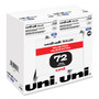 uniball Rollerball Pen, Stick, Extra-Fine 0.5 mm, Blue Ink, Black/Blue Barrel, 72/Pack