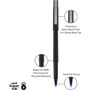 uniball Rollerball Pen, Stick, Extra-Fine 0.5 mm, Blue Ink, Black/Blue Barrel, 72/Pack