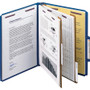 Smead Six-Section Pressboard Top Tab Classification Folders, Six SafeSHIELD Fasteners, 2 Dividers, Letter Size, Dark Blue, 10/Box