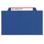 Smead Six-Section Pressboard Top Tab Classification Folders, Six SafeSHIELD Fasteners, 2 Dividers, Letter Size, Dark Blue, 10/Box