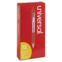 Universal Comfort Grip Ballpoint Pen, Retractable, Medium 1 mm, Red Ink, Clear/Red Barrel, Dozen (UNV15532) View Product Image