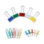 Universal Combo Clip Pack with 3-Tier Organizer Tub, (380) Small Paper Clips, (280) Push Pins, (46) Small Binder Clips, Assorted Colors