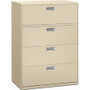 HON Brigade 600 H694 Lateral File - 53.3" Height x 42" Width x 18" Depth - 4 - Material: Steel - Finish: Putty