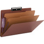 Smead Pressboard Classification Folders, Six SafeSHIELD Fasteners, 1/3-Cut Tabs, 2 Dividers, Legal Size, Red, 10/Box