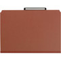 Smead Pressboard Classification Folders, Six SafeSHIELD Fasteners, 1/3-Cut Tabs, 2 Dividers, Legal Size, Red, 10/Box
