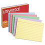 Universal Index Cards, Ruled, 4 x 6, Assorted, 100/Pack