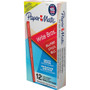 Paper Mate Write Bros. Ballpoint Pen, Stick, Medium 1 mm, Red Ink, Red Barrel, Dozen
