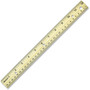 Westcott Metal Edge English/Metric Wood Ruler - 12" Length x 1" Width - 1/16 Graduations - Metric, Imperial Measuring System - Wood