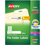 Avery TrueBlock File Folder Labels - 21/32" Width x 3 7/16" Length - Permanent Adhesive - Rectangle - Inkjet, Laser - Matte White