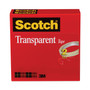 Scotch Transparent Tape, 3" Core, 0.5" x 72 yds, Transparent, 2/Pack