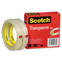 Scotch Transparent Tape, 3" Core, 0.5" x 72 yds, Transparent, 2/Pack