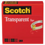 Scotch Transparent Tape, 3" Core, 0.5" x 72 yds, Transparent, 2/Pack