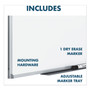 Mead Dry Erase Board with Aluminum Frame, 36" x 24", White Surface, Satin Aluminum Frame