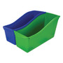 Storex Interlocking Book Bins with Clear Label Pouches, 4.75" x 12.63" x 7", Assorted Colors, 5/Pack Product Image 
