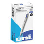 uniball uniONE Gel Pen, Retractable, Medium 0.7 mm, Blue Ink, White/Blue Barrel, Dozen