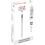 uniball uniONE Gel Pen, Retractable, Medium 0.7 mm, Blue Ink, White/Blue Barrel, Dozen