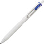 uniball uniONE Gel Pen, Retractable, Medium 0.7 mm, Blue Ink, White/Blue Barrel, Dozen