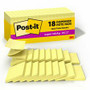 Post-it Super Sticky Dispenser Notes - Canary Yellow - 3" Flag/Note Width x 3" Flag/Note Length - Square - Canary Yellow - Paper