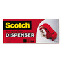 Scotch Compact and Quick Loading Dispenser for Box Sealing Tape, 3" Core, For Rolls Up to 2" x 60 yds, Red