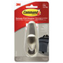 Command Adhesive Mount Metal Hook, Large, Brushed Nickel Finish, 5 lb Capacity, 1 Hook and 2 Strips/Pack
