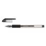 Universal Comfort Grip Gel Pen, Stick, Medium 0.7 mm, Black Ink, Clear/Black Barrel, Dozen