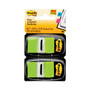 Post-it Flags Standard Page Flags in Dispenser, Bright Green, 50 Flags/Dispenser, 2 Dispensers/Pack (MMM680BG2) View Product Image