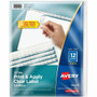 Avery 12 Tab Print & Apply Dividers, Index Maker(R), 5 Sets (11429) - 5 x Divider(s) - 60 Print-on Tab(s) - 12 Tab(s)/Set - 8.5" Divider Width x 11" Divider Length - 3 Hole Punched