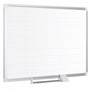 MasterVision Ruled Magnetic Steel Dry Erase Planning Board, 48" x 36", White Surface, Satin Aluminum Frame