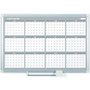 MasterVision 36" 12-month Calendar Planning Board - Yearly - 12 Month - White - Aluminum - 24" Height x 36" Width