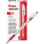 Pentel R.S.V.P. Ballpoint Pen, Stick, Medium 1 mm, Red Ink, Clear/Red Barrel, Dozen