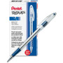 Pentel R.S.V.P. Ballpoint Pen, Stick, Medium 1 mm, Blue Ink, Clear/Blue Barrel, Dozen