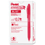 Pentel EnerGel-X Gel Pen, Retractable, Medium 0.7 mm, Red Ink, Translucent Red/Red Barrel, Dozen