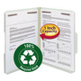 Smead Recycled Pressboard Fastener Folders, 1" Expansion, 2 Fasteners, Letter Size, Gray-Green Exterior, 25/Box