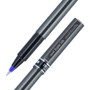 uniball Deluxe Rollerball Pen, Stick, Extra-Fine 0.5 mm, Blue Ink, Metallic Gray/Black/Blue Barrel, Dozen