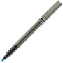 uniball Deluxe Rollerball Pen, Stick, Extra-Fine 0.5 mm, Blue Ink, Metallic Gray/Black/Blue Barrel, Dozen