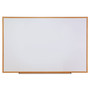 Universal Deluxe Melamine Dry Erase Board, 72" x 48", White Surface, Oak Finished Fiberboard (MDF) Frame