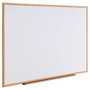 Universal Deluxe Melamine Dry Erase Board, 72 x 48, Melamine White Surface, Oak Fiberboard Frame (UNV43621) View Product Image