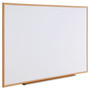 Universal Deluxe Melamine Dry Erase Board, 72 x 48, Melamine White Surface, Oak Fiberboard Frame (UNV43621) View Product Image