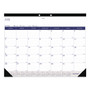 Blueline DuraGlobe Academic Desk Pad Calendar, 22 x 17, White/Blue/Gray Sheets, Black Headband, 13-Month (July to July): 2024 to 2025