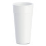 Dart Foam Drink Cups, Hot/Cold, 24 oz, White, 25/Bag, 20 Bags/Carton