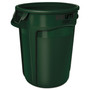 Rubbermaid Commercial Vented Round Brute Container, 32 gal, Plastic, Dark Green