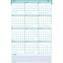 House of Doolittle Express Track Recycled Reversible/Erasable Yearly Wall Calendar, 24 x 37, White/Teal Sheets, 12-Month (Jan to Dec): 2025