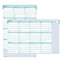 House of Doolittle Express Track Recycled Reversible/Erasable Yearly Wall Calendar, 24 x 37, White/Teal Sheets, 12-Month (Jan to Dec): 2025
