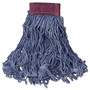 Rubbermaid Commercial Super Stitch Blend Mop Head, Large, Cotton/Synthetic, Blue, 6/Carton