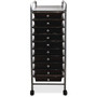 Advantus 10-Drawer Organizer - 10 Drawer - 4 Casters - Metal - 15.50" Width x 13" Depth x 37.50" Height - Smoke